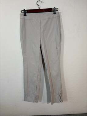 Tribal Women's Size 8 Grayish Beige Pull-On Ankle Pants with Studded Hem Detail